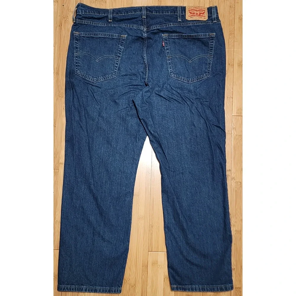 Levis 541 Jeans Mens 42x30 Blue Dark Wash Athletic Tapered Stretch Denim Preppy